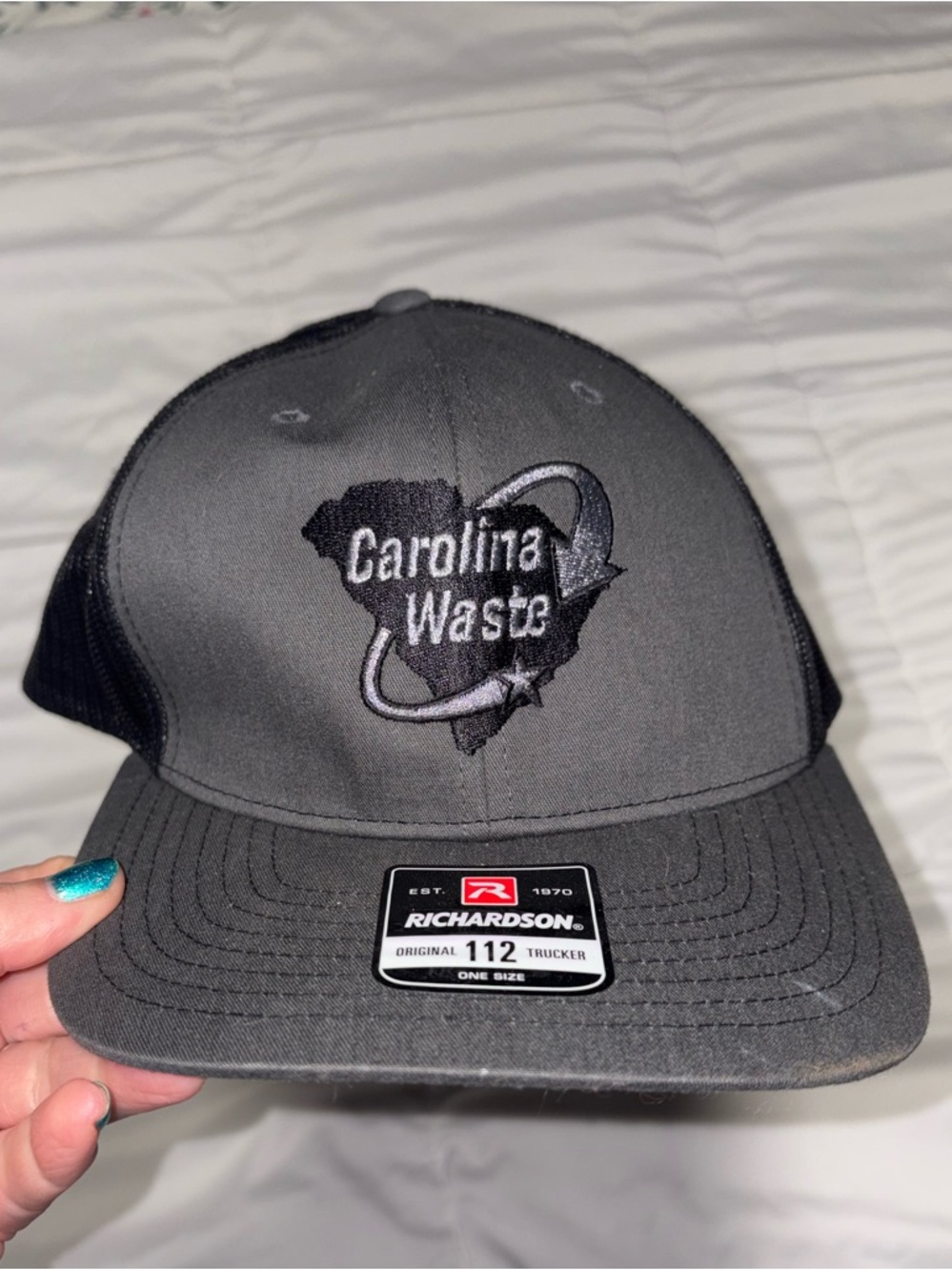 Carolina Waste Trash Company Garbage Hat Black Embroidered Trucker SnapBack